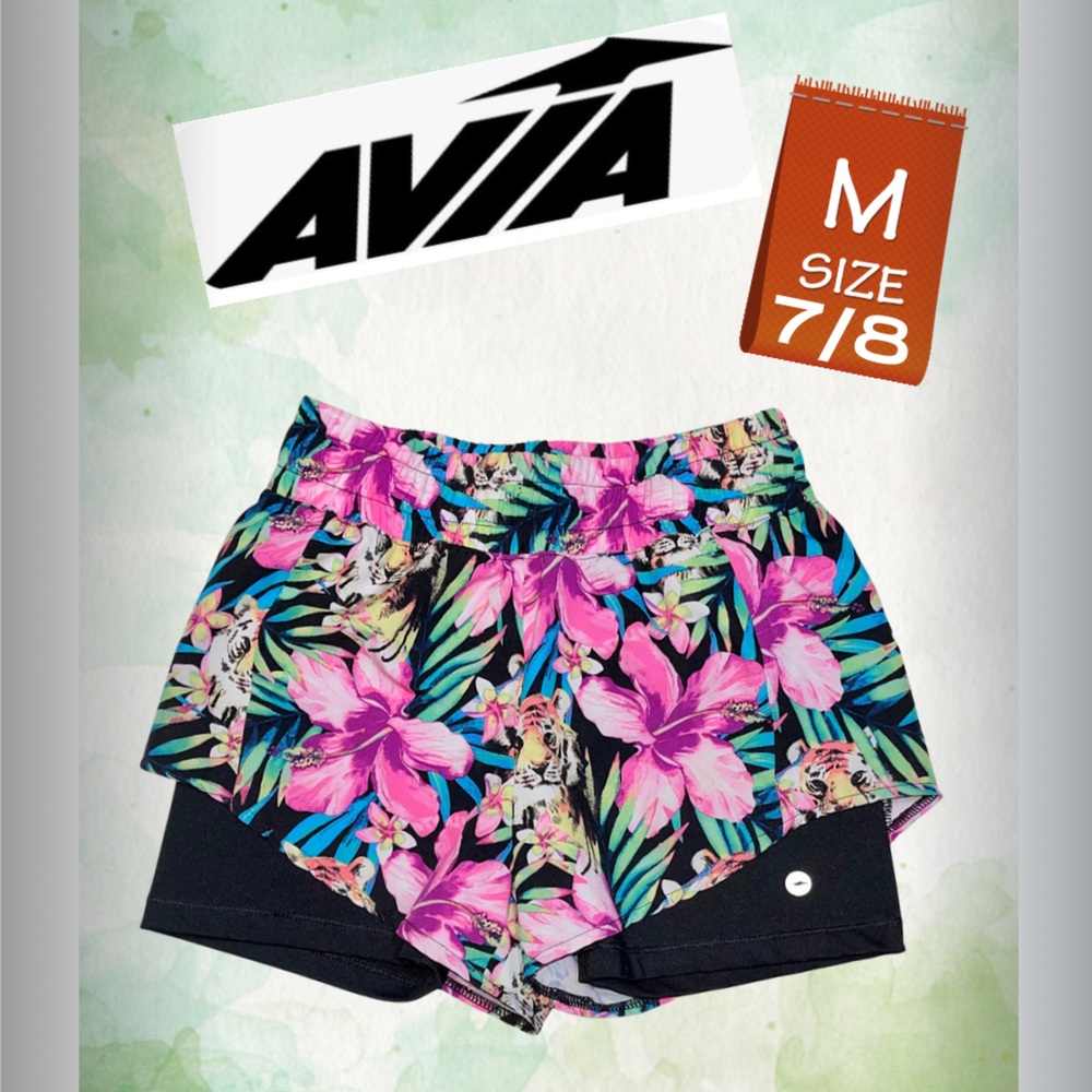 Avia 2-Fer Girls All Sport Shorts, Sizes M 7/8